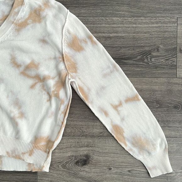 MICHAEL STARS Rylie Tie Dye Cardigan Medium Relaxed Neutral Beige Preppy Coastal - Picture 8 of 12